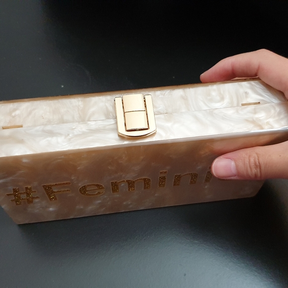 NWOT hard plastic #feminist clutch - Picture 5 of 9